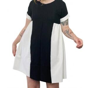 NEW ALTAR krista mini shift dress in black/white